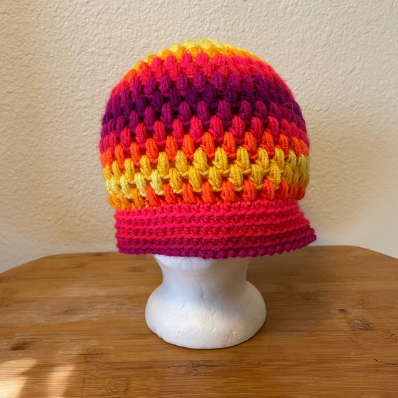 Colorful hand made crochet hat cap‎ OSFA - Picture 1 of 4